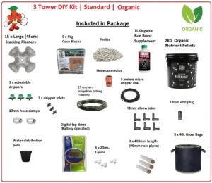 Mr Stacky 3 tower organic water mains vertical gardening system australia