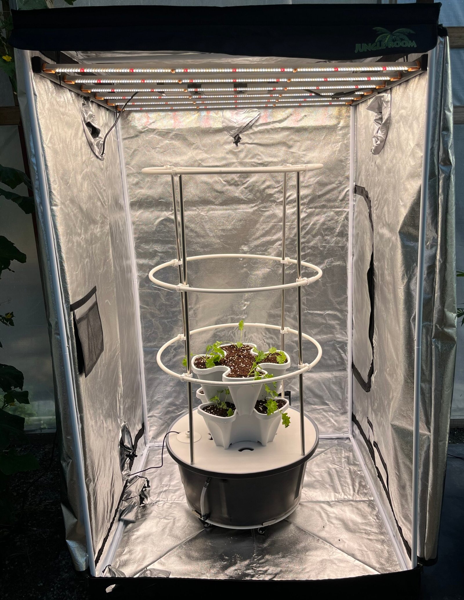 Mr Stacky Green Stack VHX indoor complete grow tent with DWC hybrid hydroponic system for fruiting crops indoors - stone colour